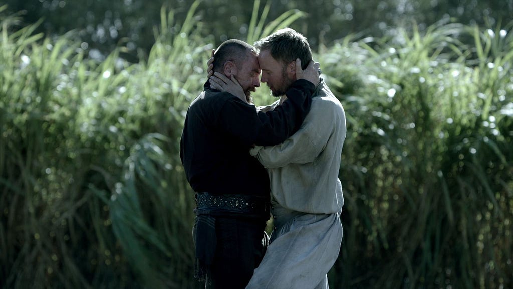 Flint and Thomas embrace as they are reunited in the series finale.