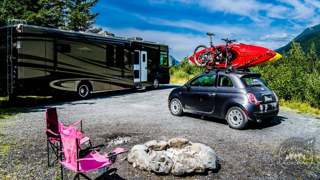 Boondocking campsite near Portage Alaska