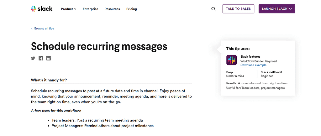 recurring messages on Slack