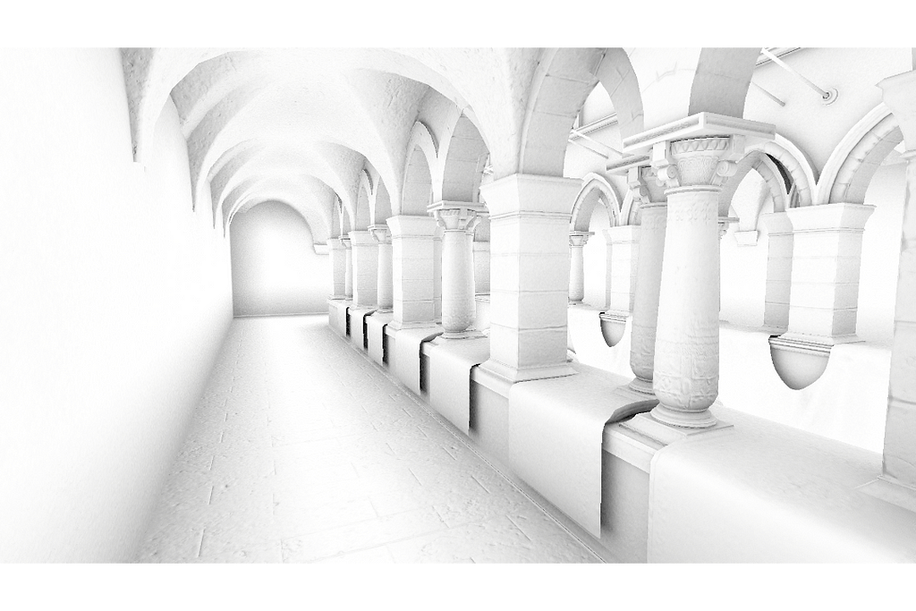 Ambient occlusion is a scalar value recorded at every surface point indicating the average amount of self-occlusion occurring at the point on the surface. It measures the extent to which a location on the surface is obscured from surrounding light sources.