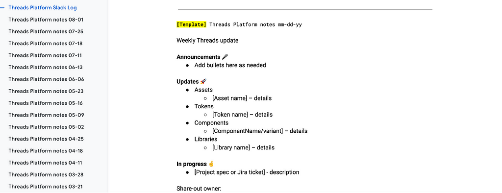 A screenshot of a list with bulleted items in Google Docs from a desktop computer.