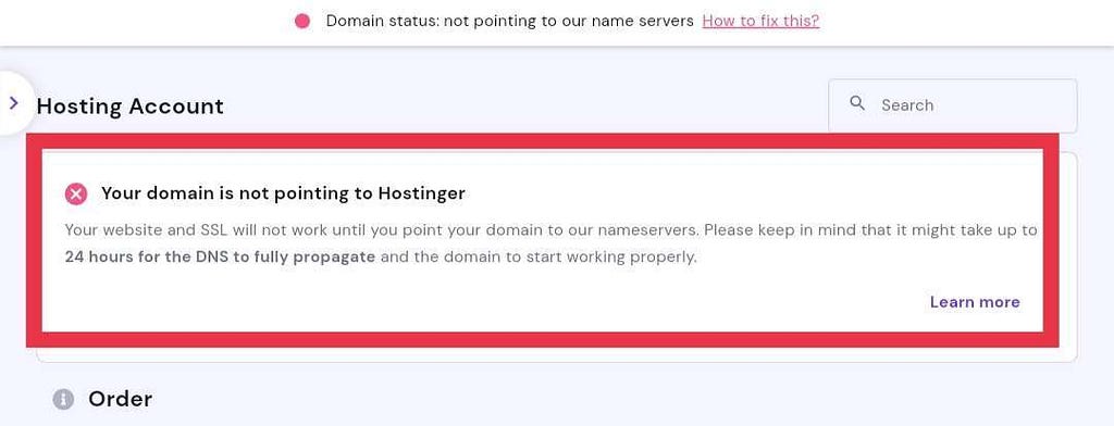 Your Domain is not pointing with Us