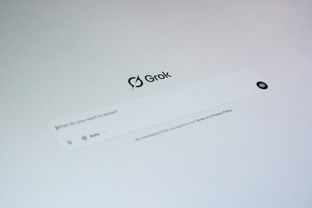 The Grok AI search box by X