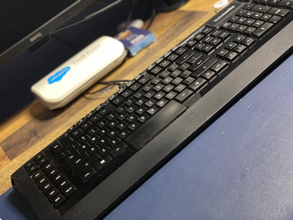 remote work from home office desk essential SteelSeries Apex 5 Hybrid mechanical Keyboard OLED Smart Display (Renewed)