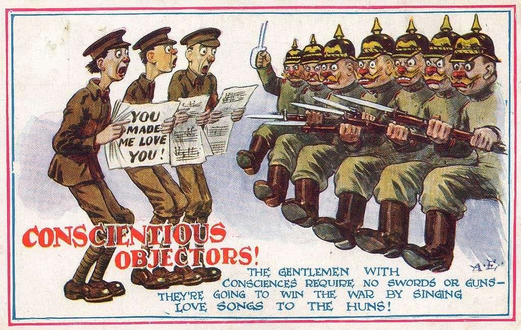 During WWI, the UK portrayed conscientious objectors in a negative light, but Wheeldon supported them anyway