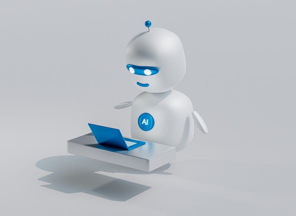 3D image of an AI bot for an article about Facebook business marketing in 2026
