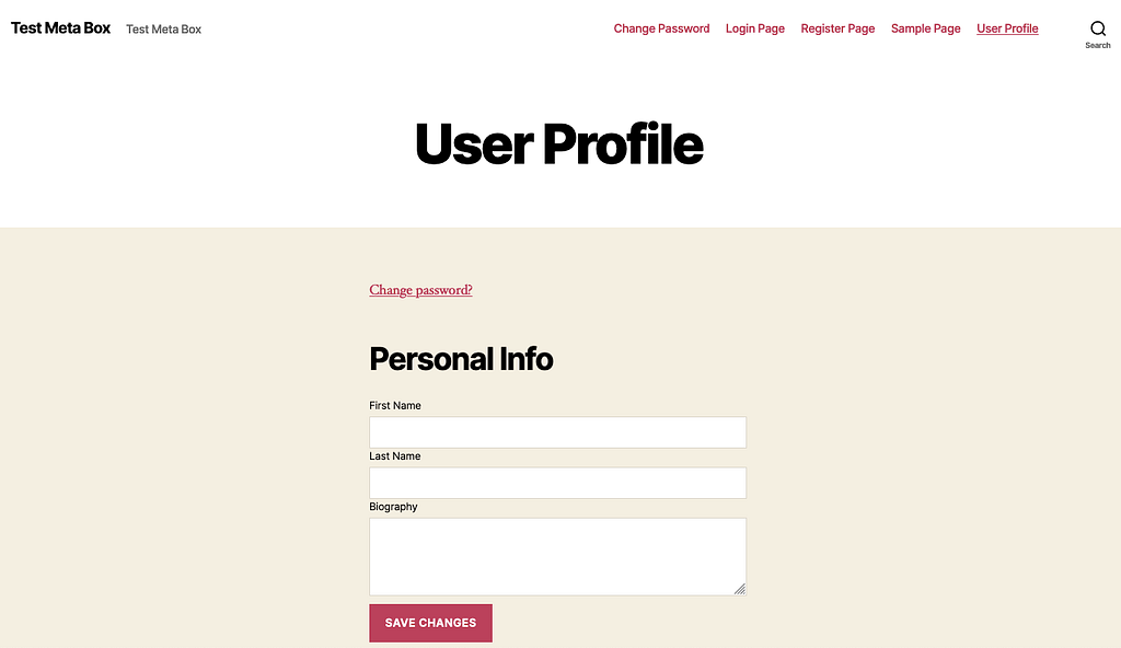 the fields display on the User Profile page in the frontend