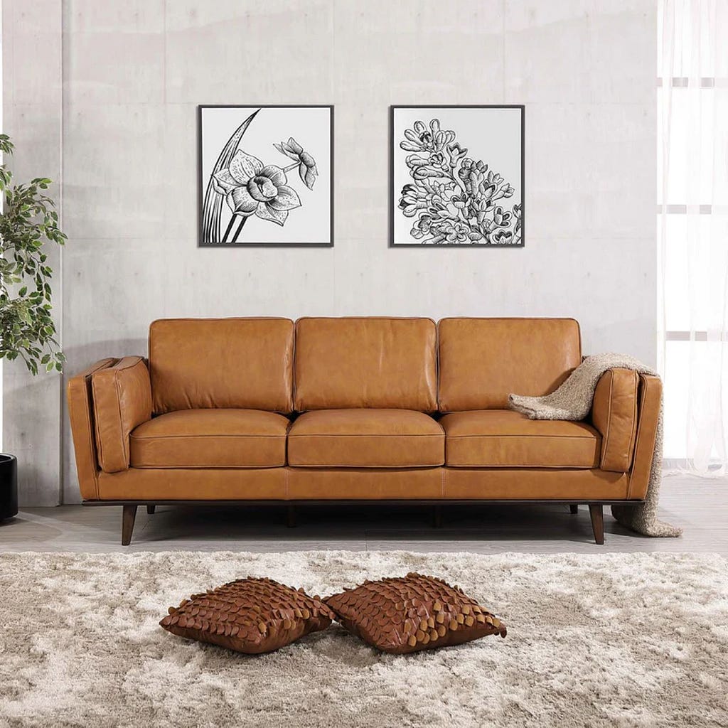 2. Italian Leather Ferrer Sofa Couch