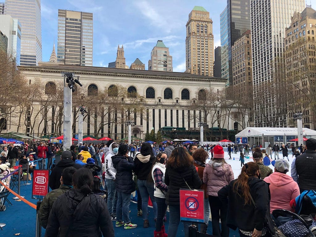 Bryant Park’s ice skating rink.