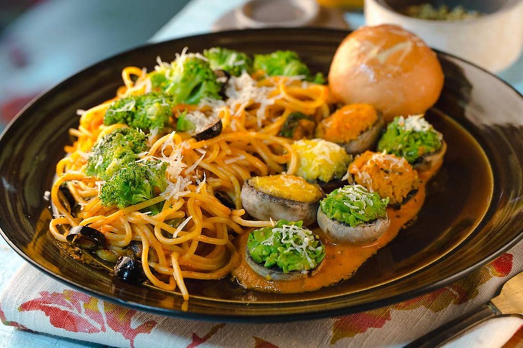 Stuffed Mushroom Spaghetti (Veg)