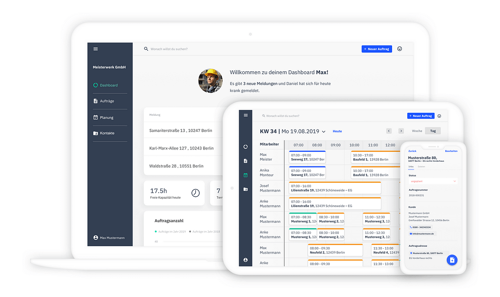 Meisterwerk App connects craftsmen or employee and the office to each other in a slick user-friendly manner