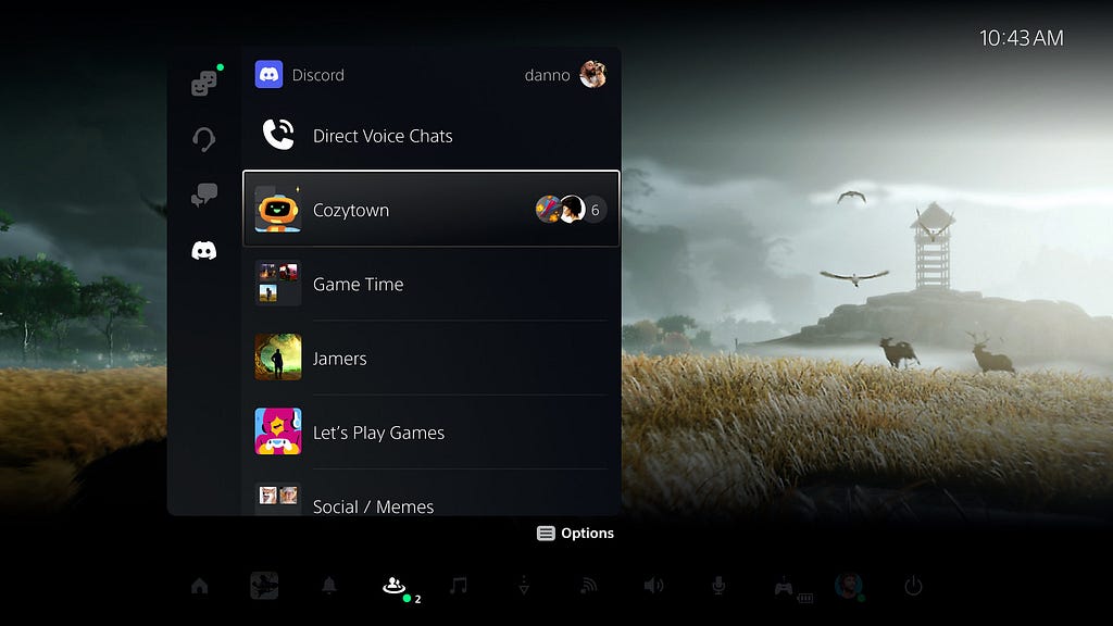 PS5 UI screenshot showing the option to join a Discord voice chat