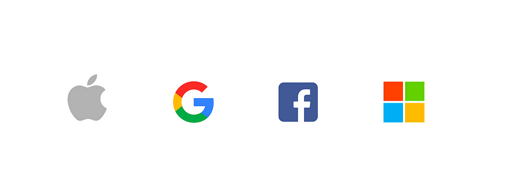 Some bigtechs's logo (Apple, Google, Facebook and Microsoft)