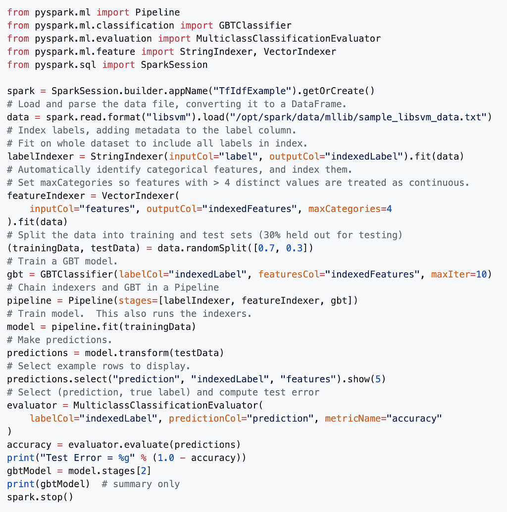 codeblock with lines of black, red, orange, and grey code