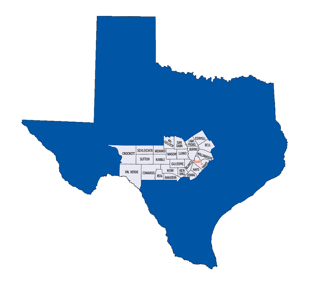 Hill Country Counties Map