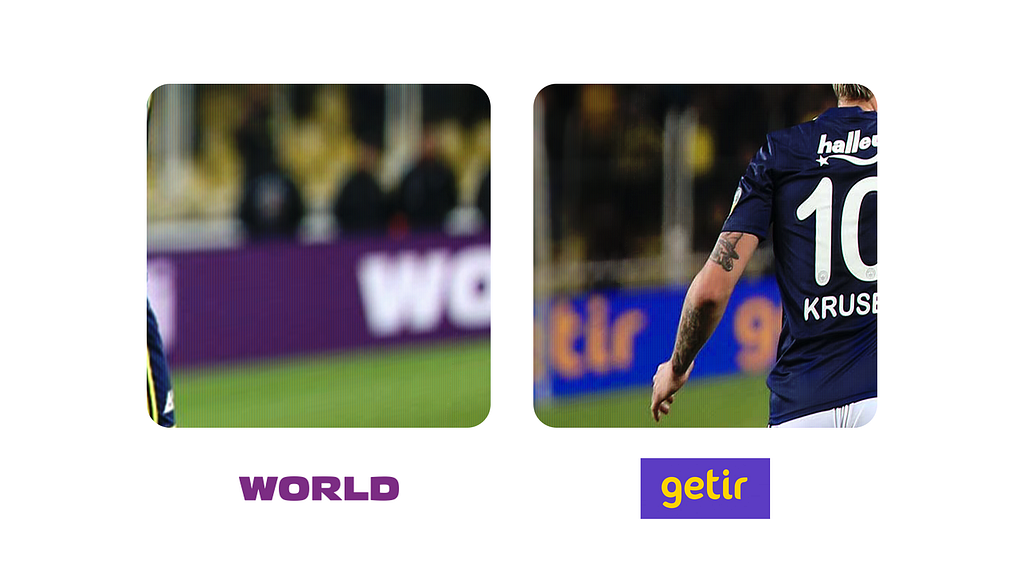 You can more clearly see the difference between the purple colored World logo and violet colored Getir logo.