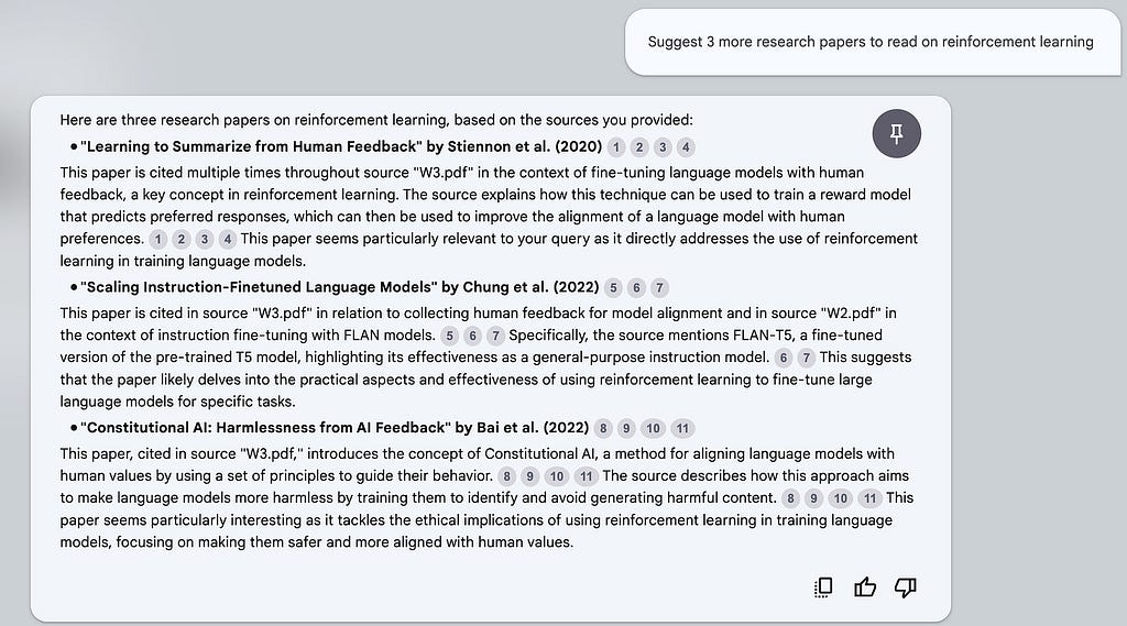 NotebookLM prompt and answer