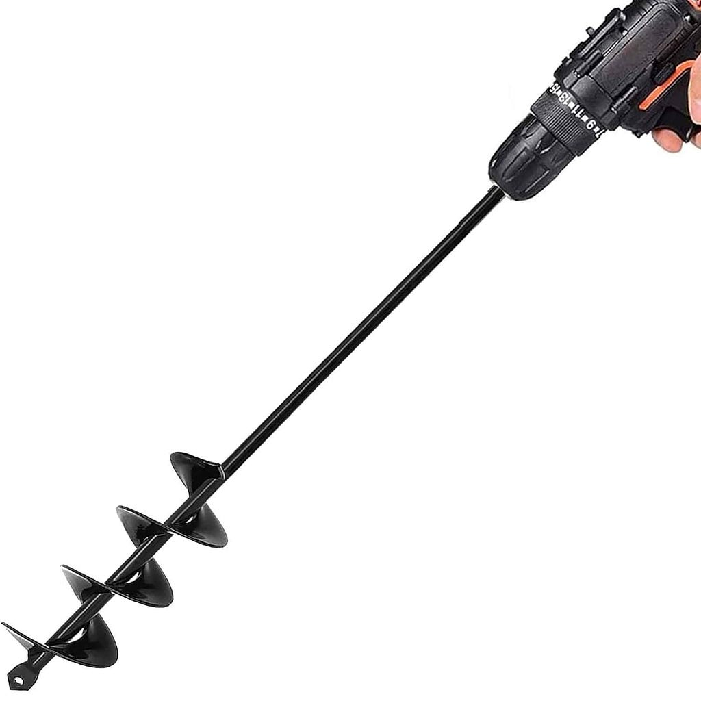 TCBWFY Auger Drill Bit 2x14.6inch Garden Plant Flower Bulb Auger Rapid Planter Bulb  Bedding Plant Auger for 3/8Hex Drive Drill Earth Auger Drill Fence Post Umbrella Hole Digger