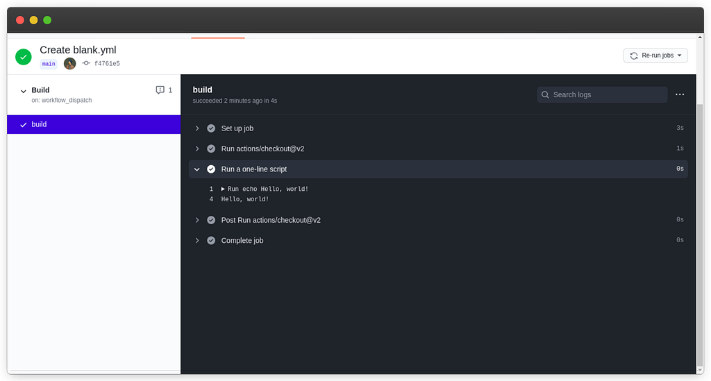 Github Action executed successfully