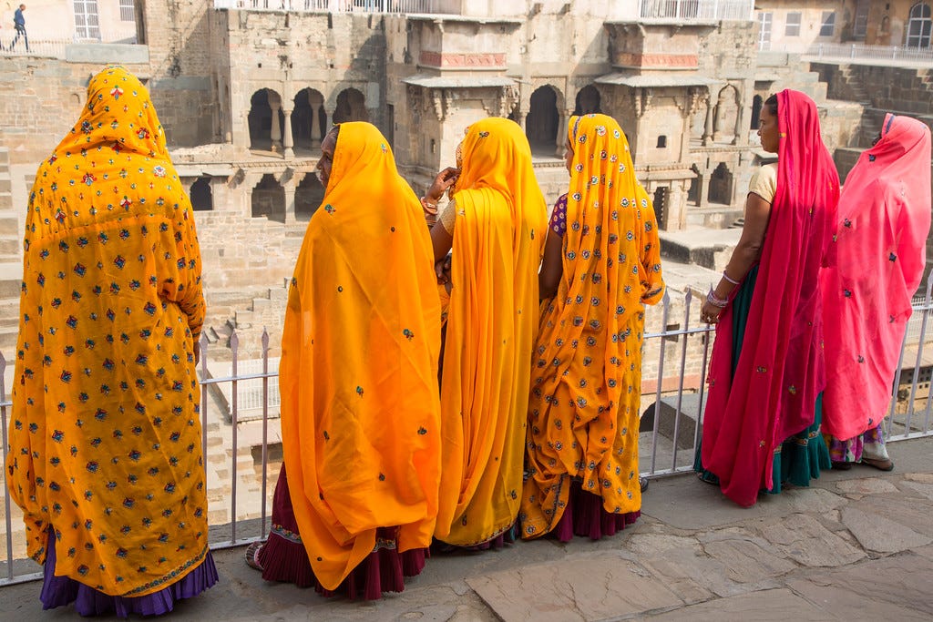Women in Their Colorful Dress at the Abhaneri Stepwells