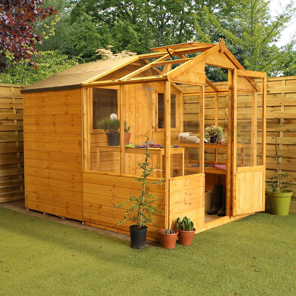 Wooden Greenhouse & Storage Shed 8x6 Outdoor Garden Building Potting