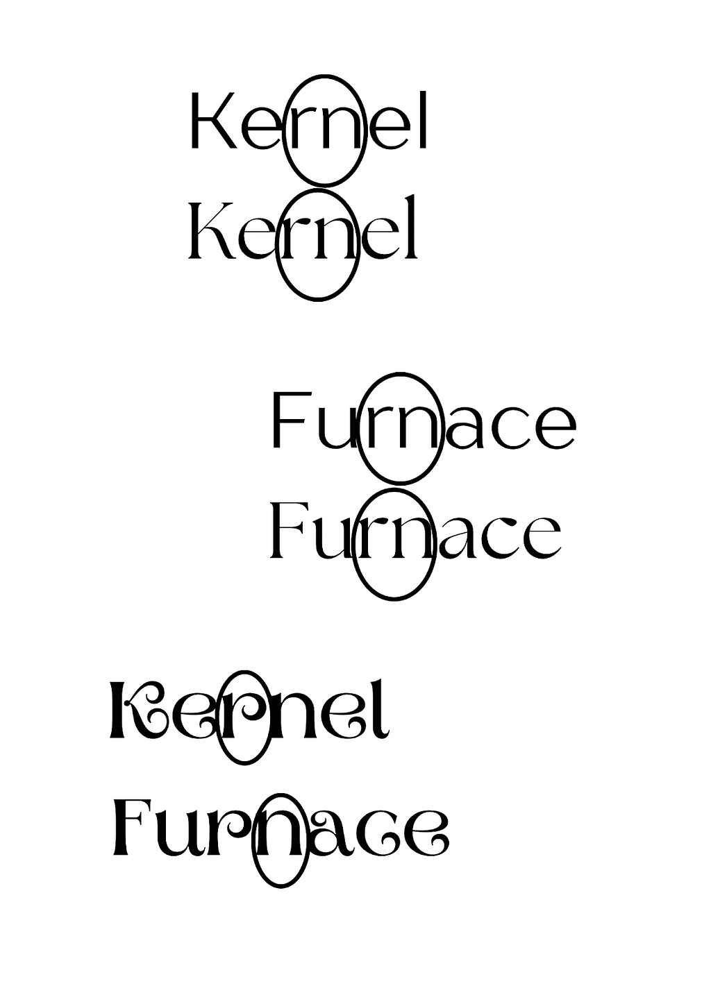 furnace and kernel in serif font used as an example of words with bad kerning that can trigger dyslexia