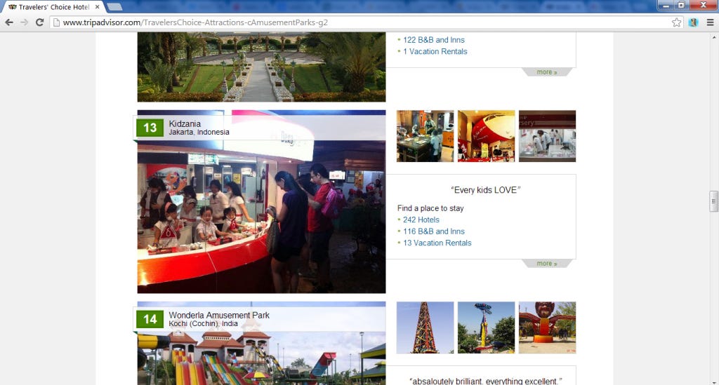 KidZania Jakarta listed as #13 in TripAdvisor's "Top 25 Amusement Parks in Asia"