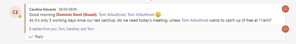 Threaded replies Microsoft Teams