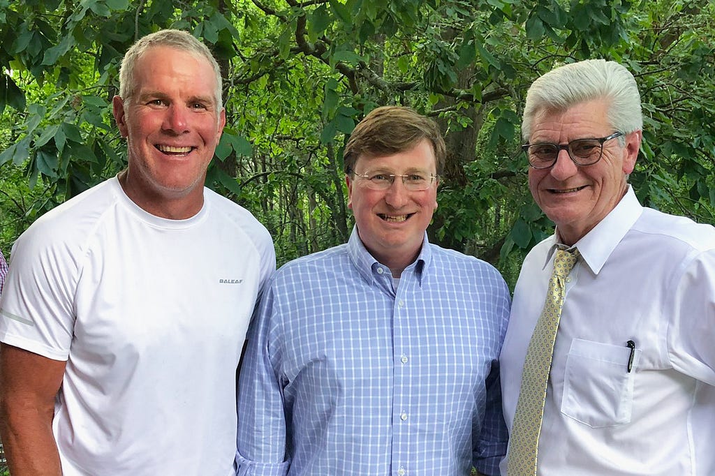 Former football star Brett Favre is one of the rich people who benefited from taking poverty funds to invest in projects of his choosing. Governor Tate Reeves, and former Governor Phil Bryant are close friends of Favre.