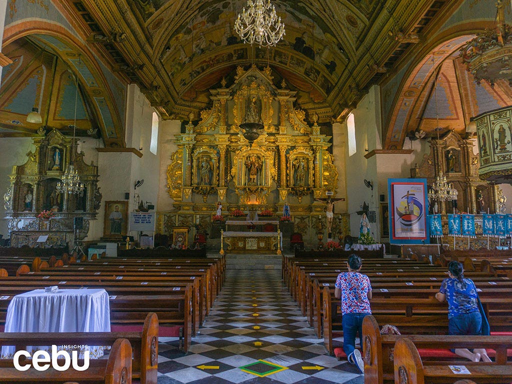 Wide shot of the interiors of the Argao Church