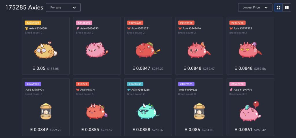 Cost of Axie Infinity is high