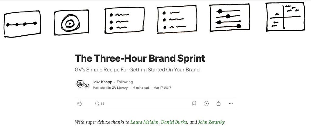 Google Venture’s 3 Hours Brand Sprint on Medium