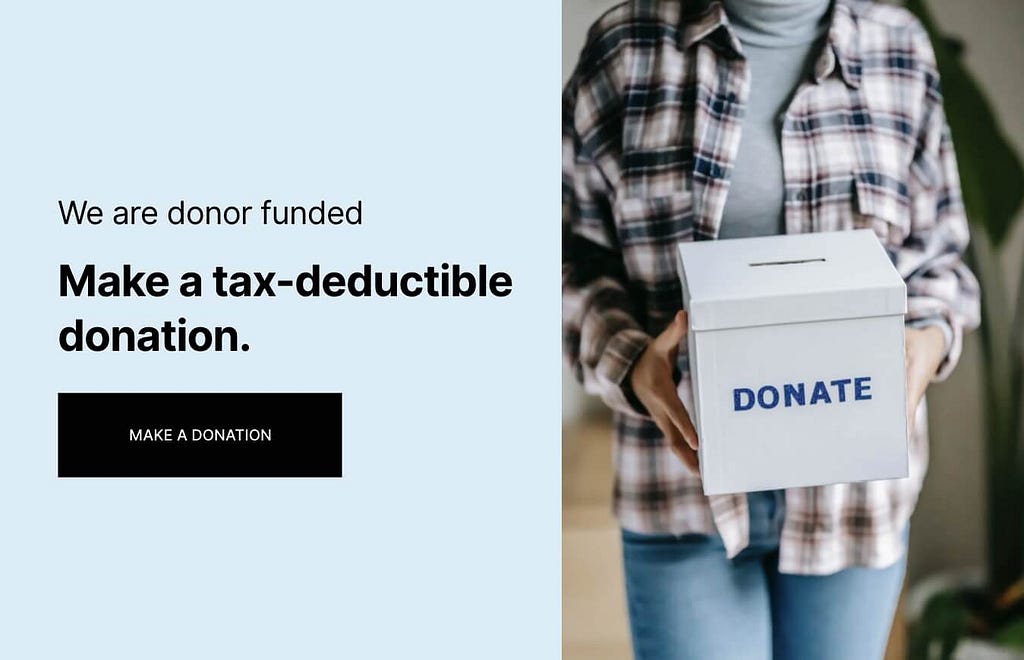 A website popup asking for donations