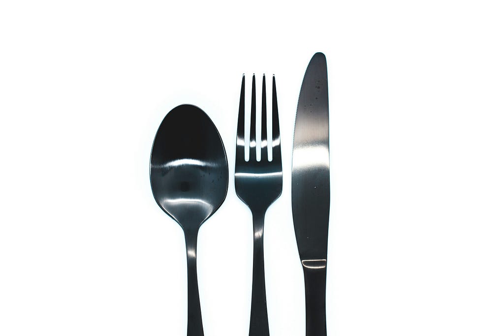 a spoon, fork, and butter knife