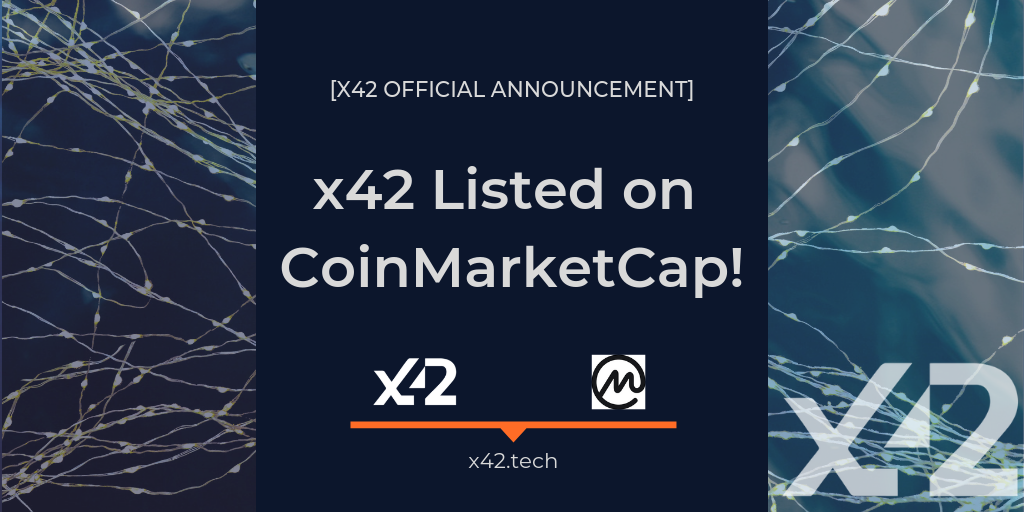 x42 Protocol official announcement of coin market cap listing.