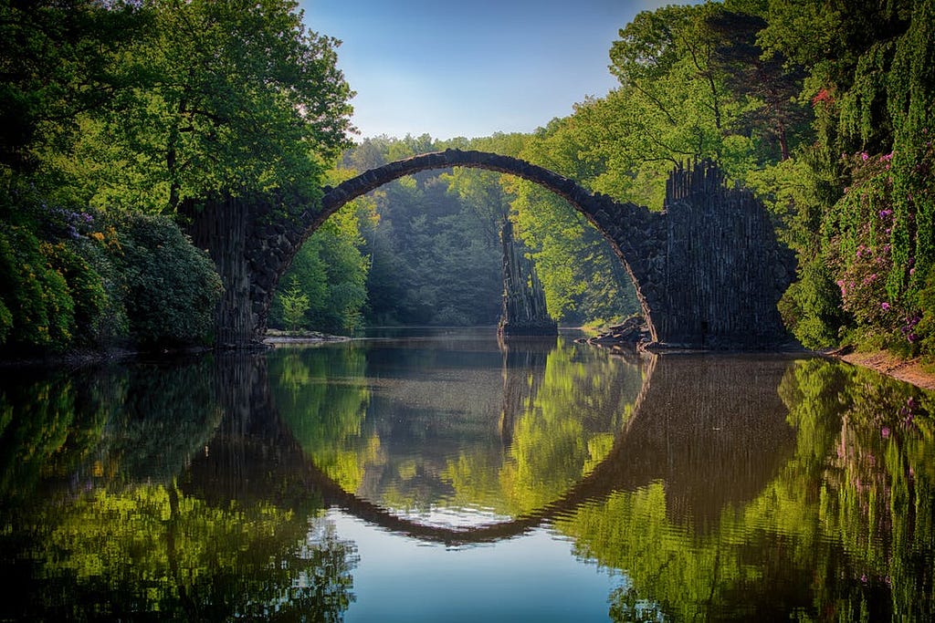 A bridge over a lake