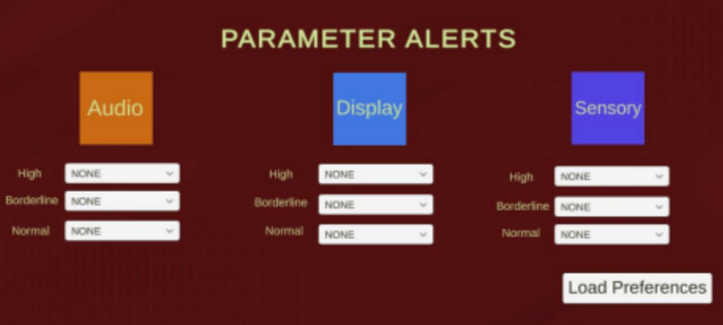 The user interface screen that allows users to set alert preferences and methods.