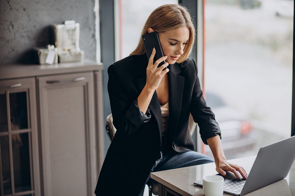 business owner working on the computer