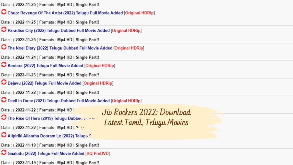 Jio Rockers 2022: Download Latest Tamil, Telugu Movies