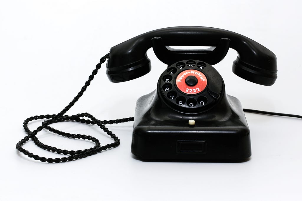 An old-fashioned home telephone