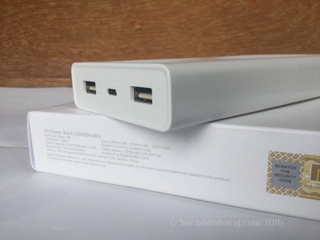 Mi Power bank 20000mAh with 2 USB ports