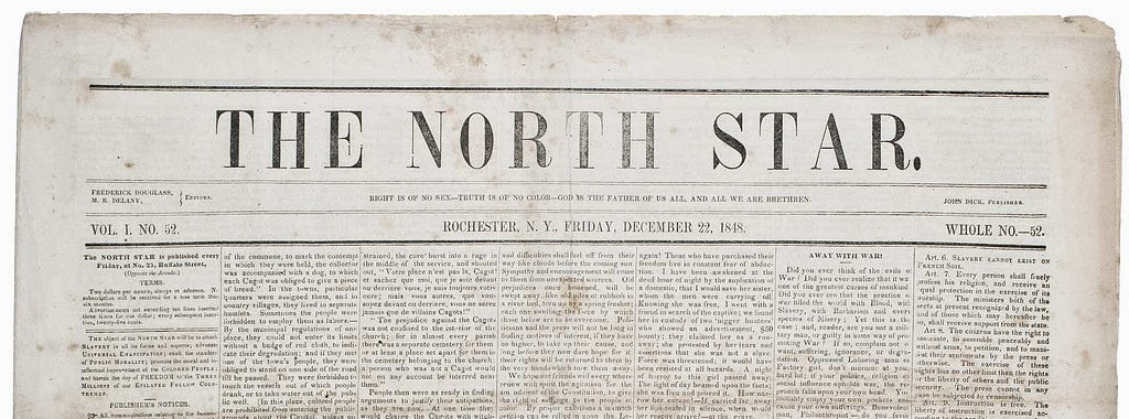 Masthead of Frederick Douglass’s The North Star newspaper.