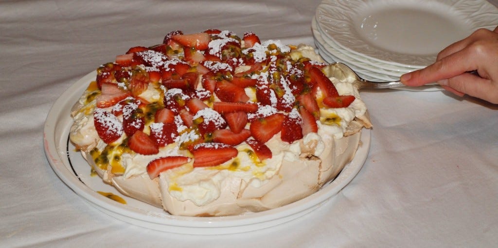 a homemade pavlova dessert