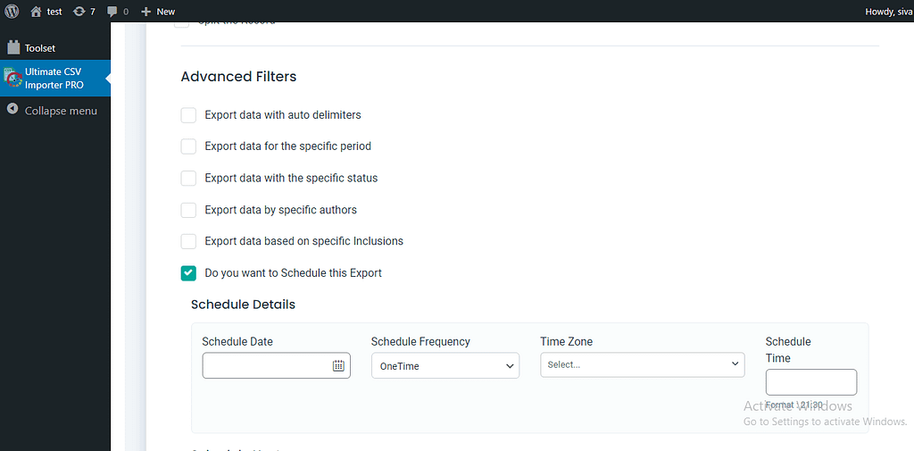 configure-schedule-export