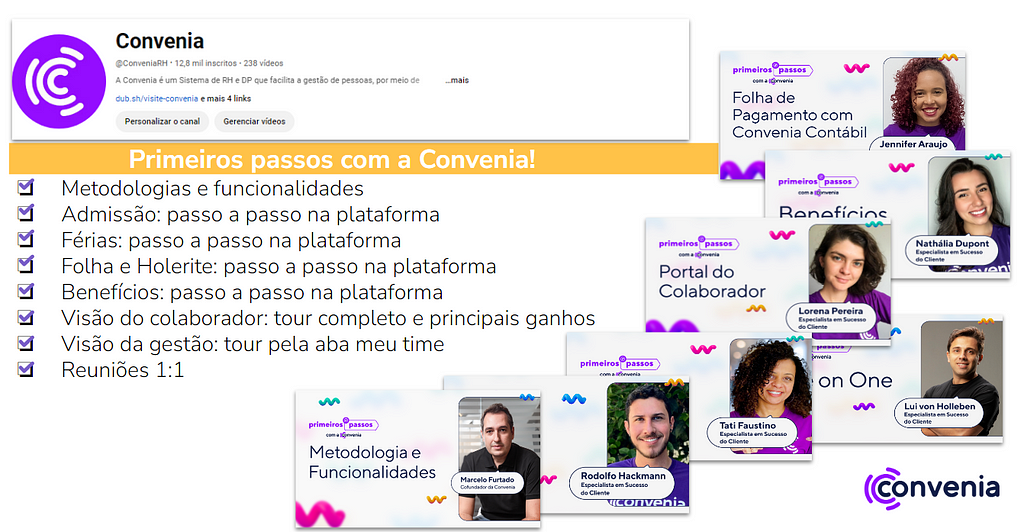 captura de imagens da playlist Primeiros passos com a Convenia