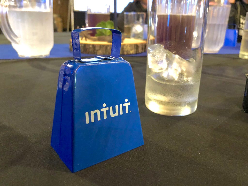 Blue Intuit cowbell