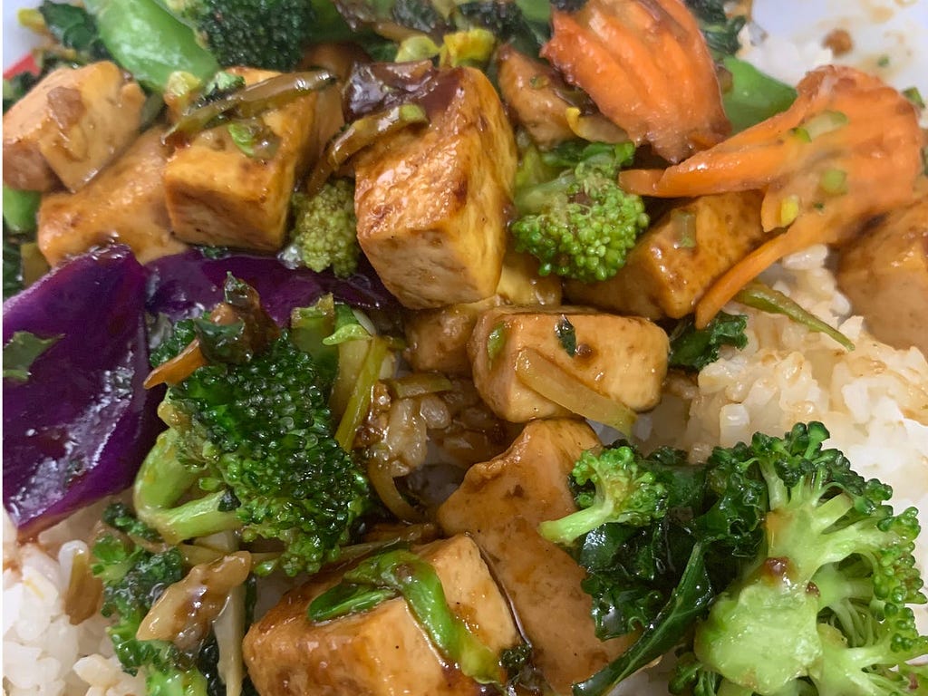 Tofu and vegetable stir fry.