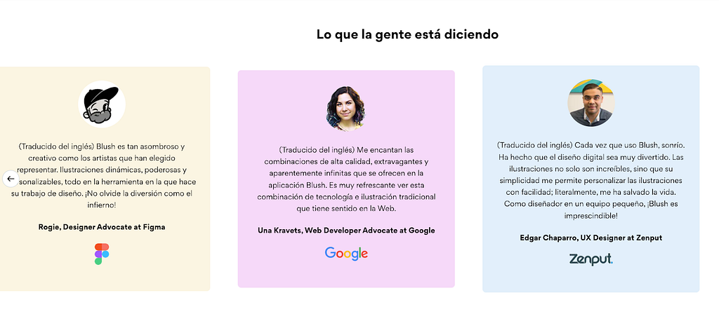 Social Proof en forma de testimonios