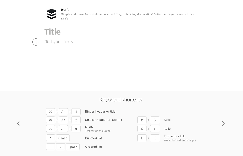 Medium Keyboard Shortcuts