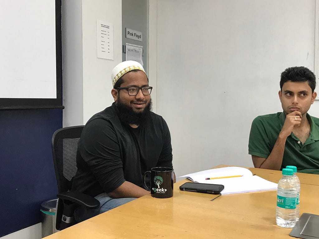 Mustafa (Left) and Kshitij (Right) explaining Zeta's design process